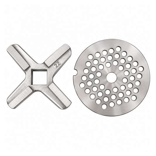2-Pack #22 Meat Grinder Solid Forged Blade & Plate Set, Stainless Steel Replacement Parts