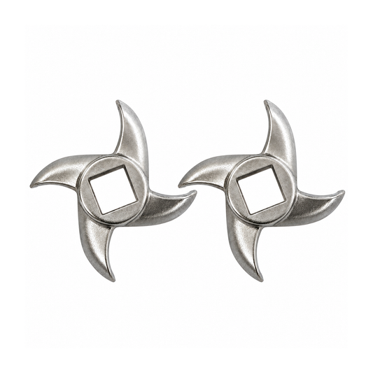 2-Pack #10 Meat Grinder Curved Blades, 2.36" (60 mm) Stainless Steel Replacement Blades