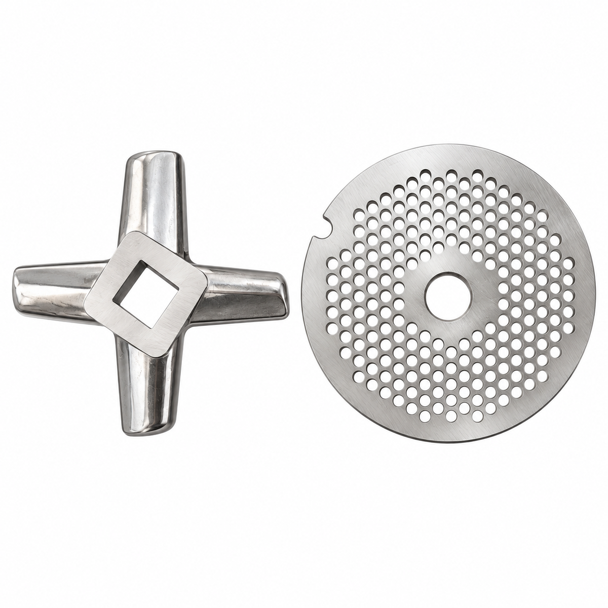 2-Pack #32 Meat Grinder Solid Forged Blade & Plate Set, Stainless Steel Replacement Parts