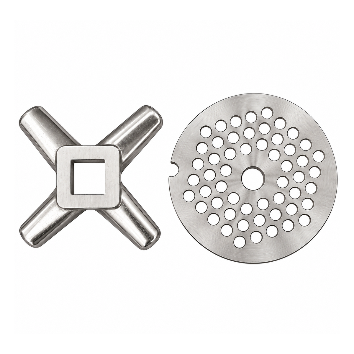2-Pack #22 Meat Grinder Solid Forged Blade & Plate Set, Stainless Steel Replacement Parts