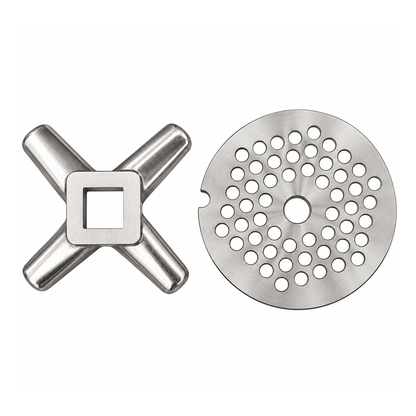2-Pack #22 Meat Grinder Solid Forged Blade & Plate Set, Stainless Steel Replacement Parts