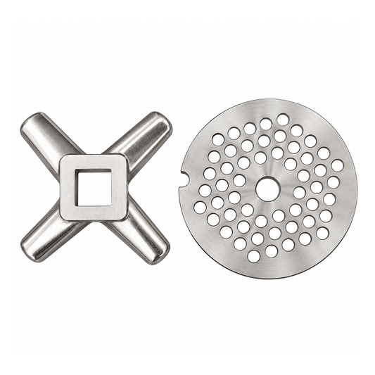 2-Pack #22 Meat Grinder Solid Forged Blade & Plate Set, Stainless Steel Replacement Parts