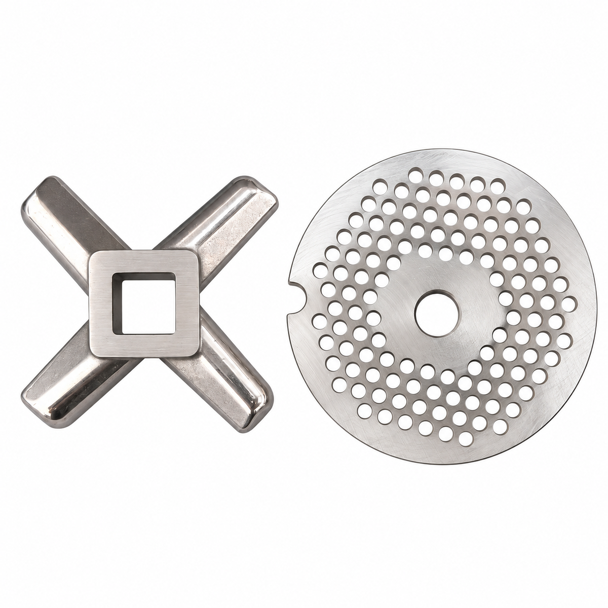 2-Pack #12 Meat Grinder Solid Forged Blade & Plate Set, Stainless Steel Replacement Parts