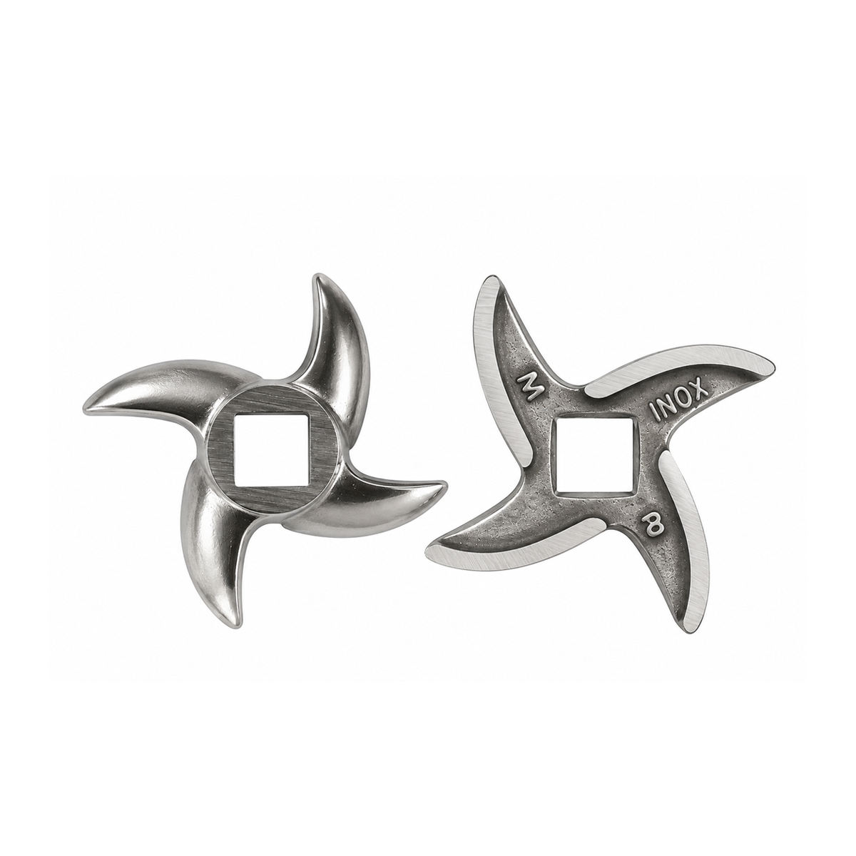 2-Pack #8 Meat Grinder Curved Blades, Stainless Steel Replacement Cutting Blades