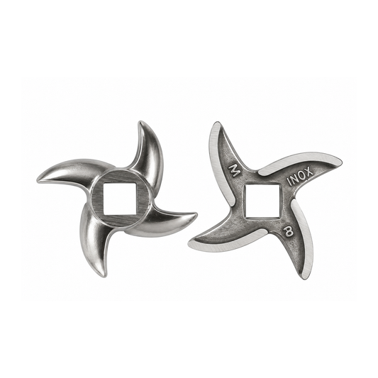 2-Pack #8 Meat Grinder Curved Blades, Stainless Steel Replacement Cutting Blades
