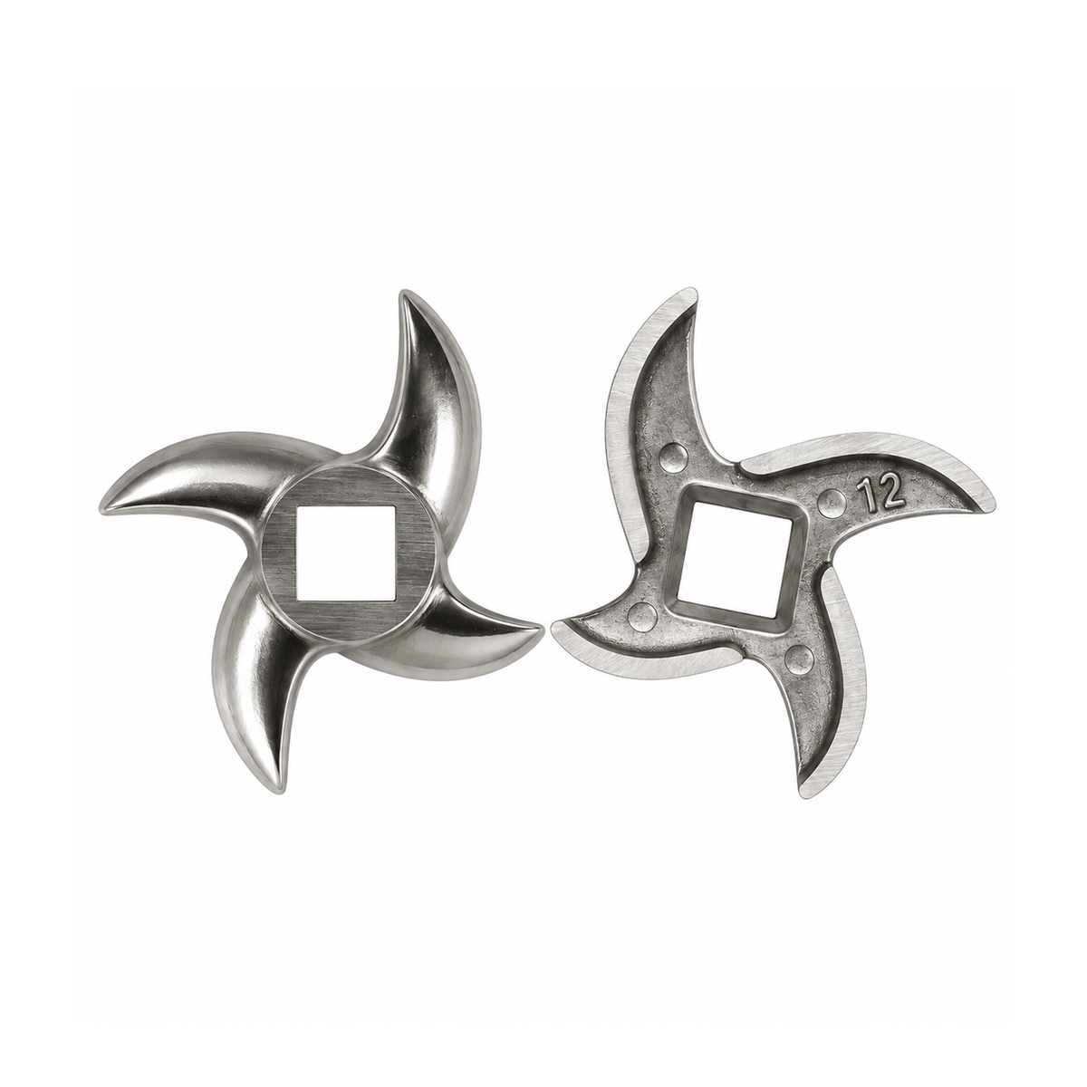2-Pack #12 Meat Grinder Blades, 2.44" (62 mm) Stainless Steel Curved Cutting Blades