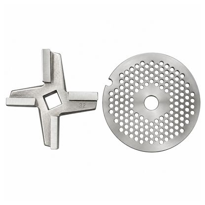 2-Pack #32 Meat Grinder Solid Forged Blade & Plate Set, Stainless Steel Replacement Parts