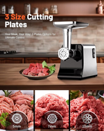 Load image into Gallery viewer, Electric Meat Grinder, Sausage Stuffer Maker, Heavy Duty Meat Mincer with Stainless Steel Cutting Blade, 3 Grinding Plates, 1 Sausage Maker &amp; Kubbe Kit for Home Kitchen Use
