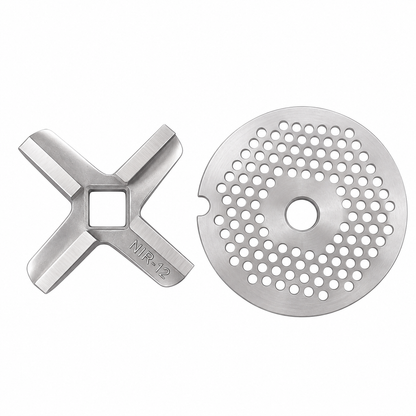 2-Pack #12 Meat Grinder Solid Forged Blade & Plate Set, Stainless Steel Replacement Parts