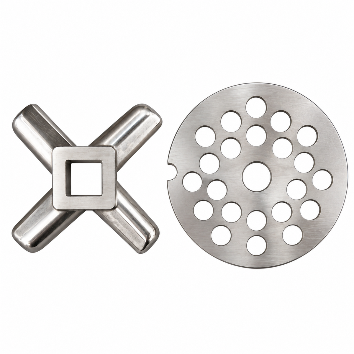 2-Pack #12 Meat Grinder Solid Forged Blade & Plate Set, Stainless Steel Replacement Parts