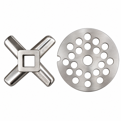 2-Pack #12 Meat Grinder Solid Forged Blade & Plate Set, Stainless Steel Replacement Parts