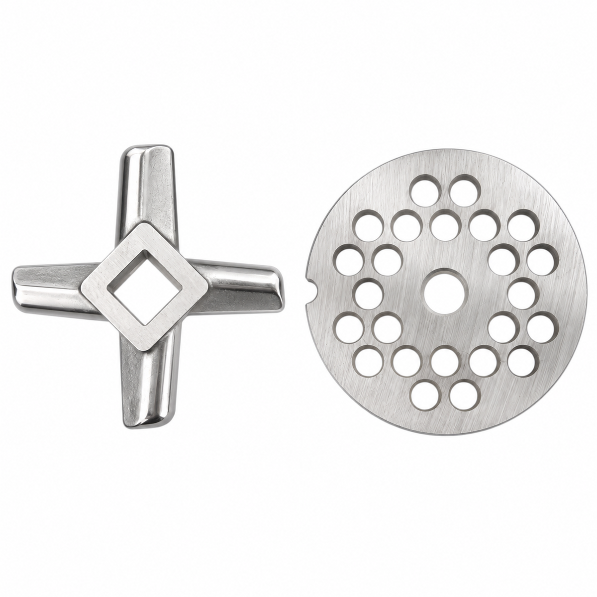 2-Pack #32 Meat Grinder Solid Forged Blade & Plate Set, Stainless Steel Replacement Parts
