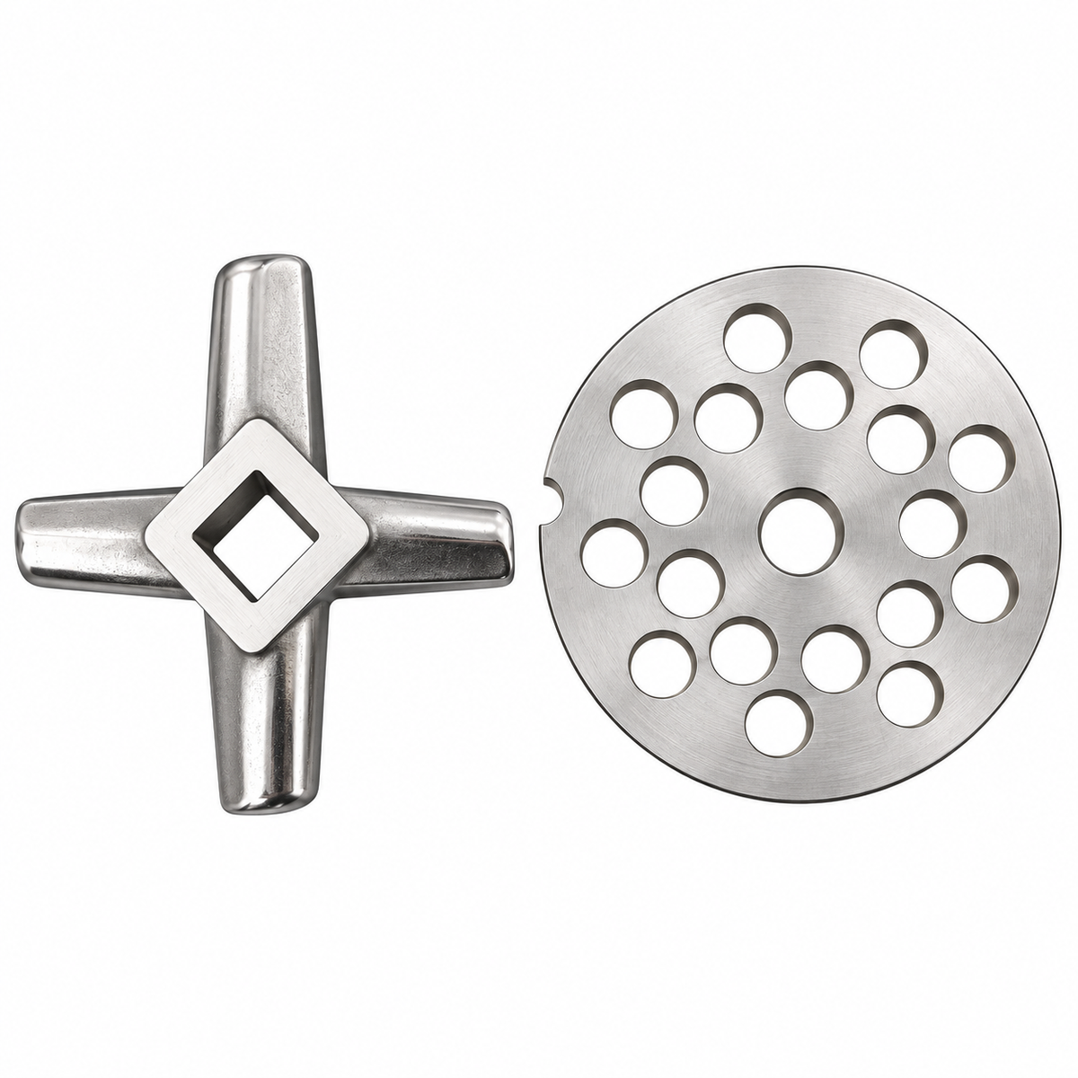 2-Pack #32 Meat Grinder Solid Forged Blade & Plate Set, Stainless Steel Replacement Parts