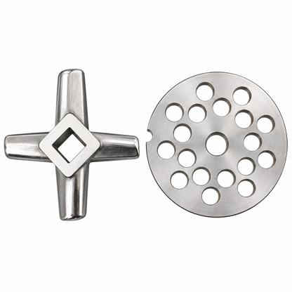 2-Pack #32 Meat Grinder Solid Forged Blade & Plate Set, Stainless Steel Replacement Parts