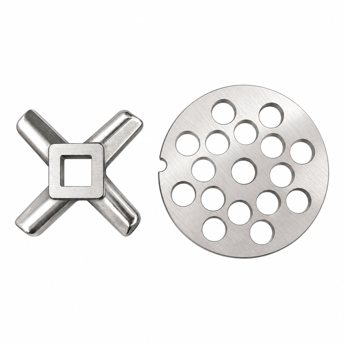 2-Pack #12 Meat Grinder Solid Forged Blade & Plate Set, Stainless Steel Replacement Parts