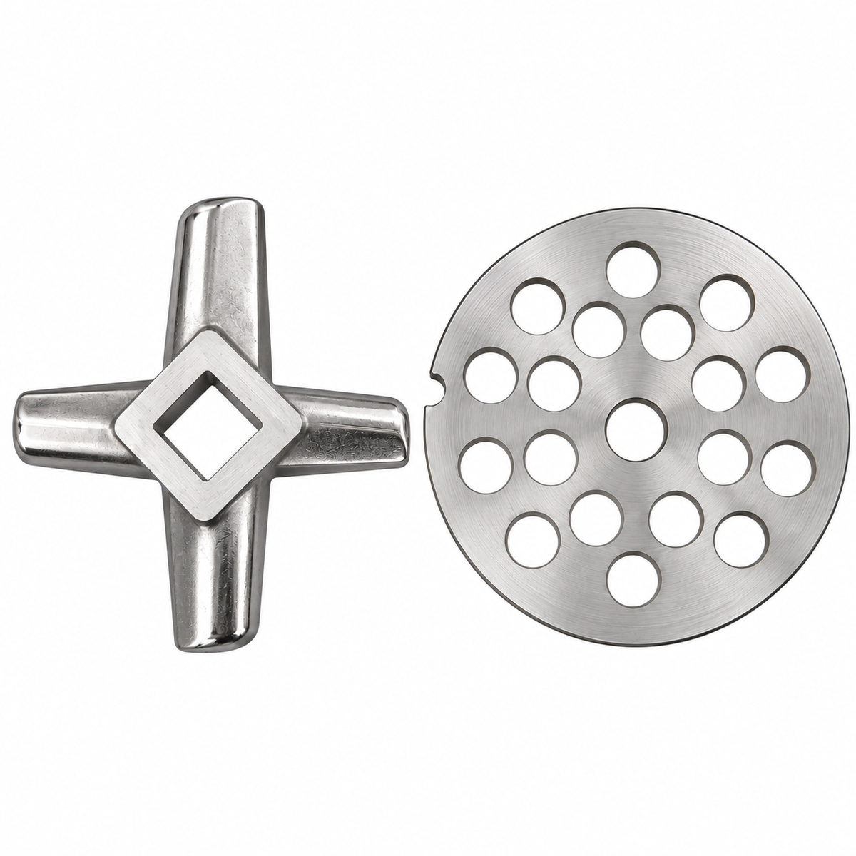2-Pack #32 Meat Grinder Solid Forged Blade & Plate Set, Stainless Steel Replacement Parts