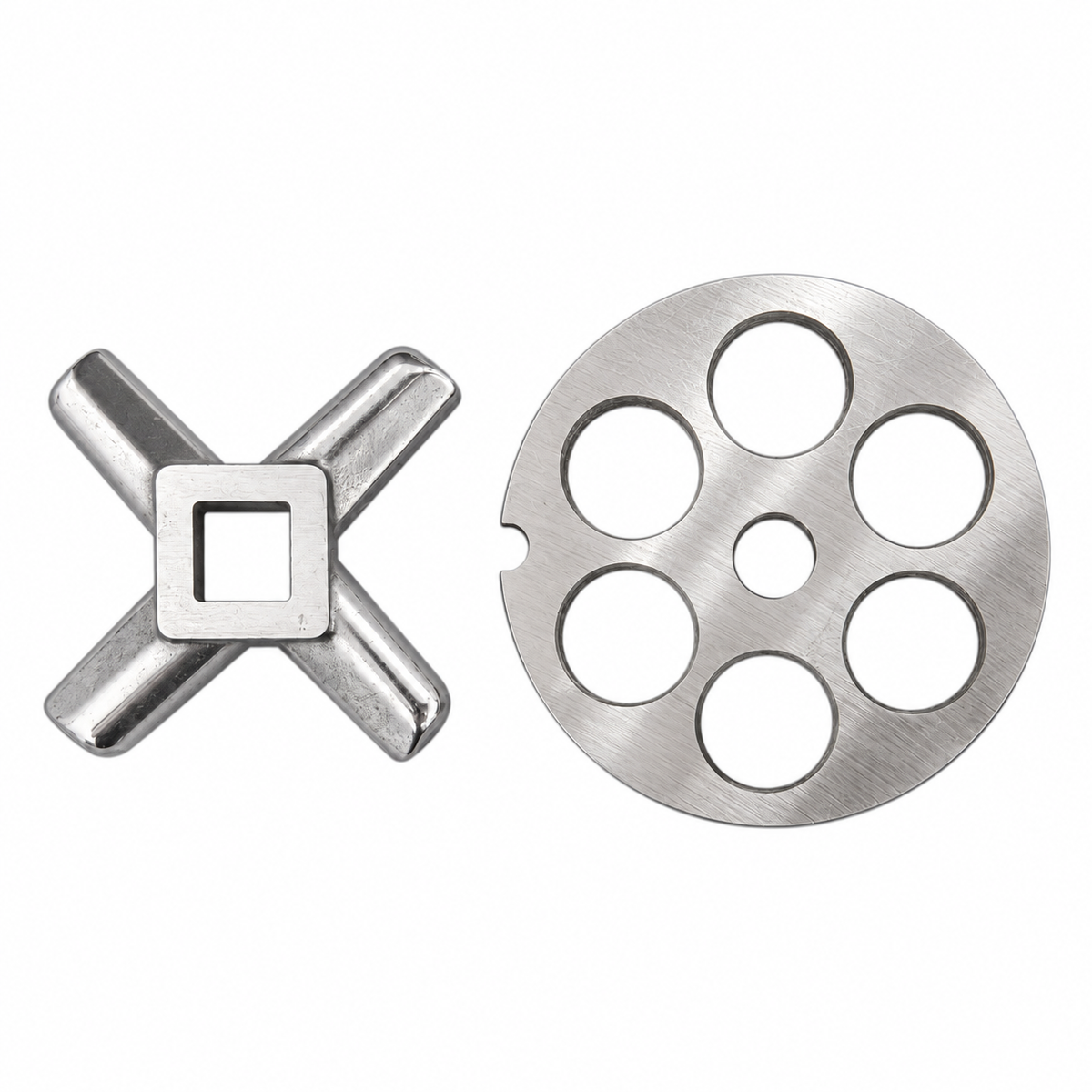 2-Pack #12 Meat Grinder Solid Forged Blade & Plate Set, Stainless Steel Replacement Parts