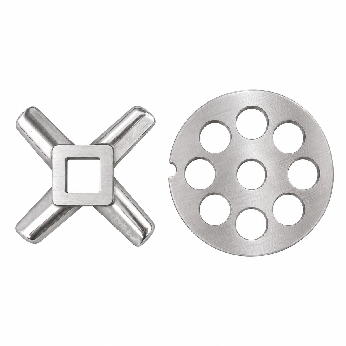 2-Pack #12 Meat Grinder Solid Forged Blade & Plate Set, Stainless Steel Replacement Parts