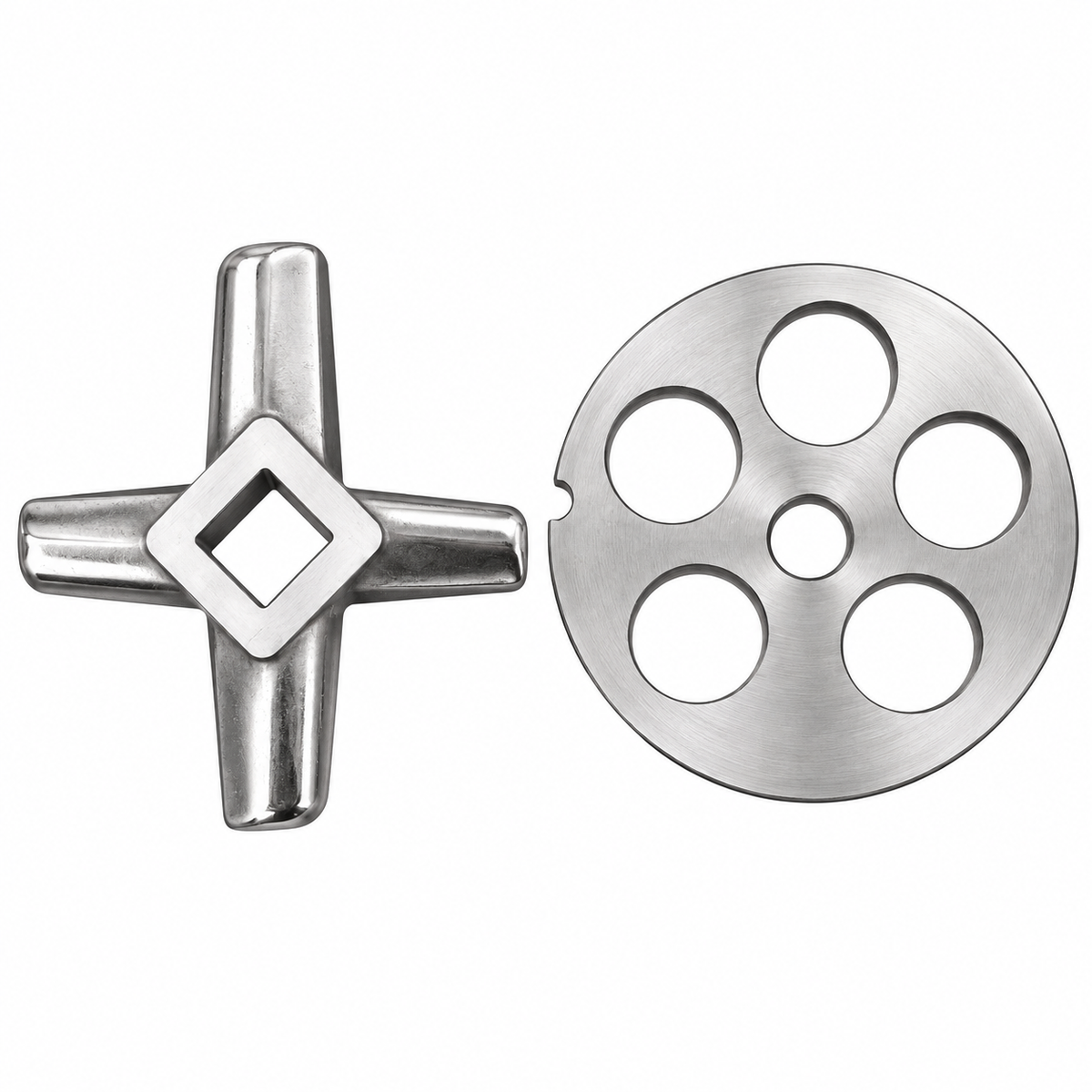 2-Pack #32 Meat Grinder Solid Forged Blade & Plate Set, Stainless Steel Replacement Parts
