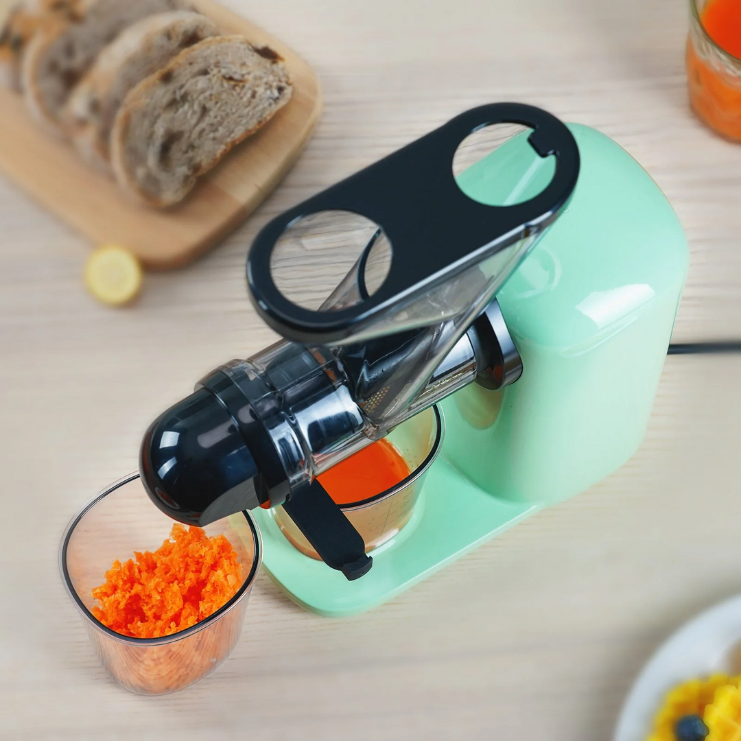 Mini Slow Masticating Juicer Machines, Cold Press Fruits & Vegetables Juice Extractor w/ Reverse Function, Easy to Clean, Quiet Motor