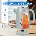 Load image into Gallery viewer, 1.7L Space Gray Electric Kettle, Fast Boiling,  Food-Grade 304 Stainless Steel, Retro Style
